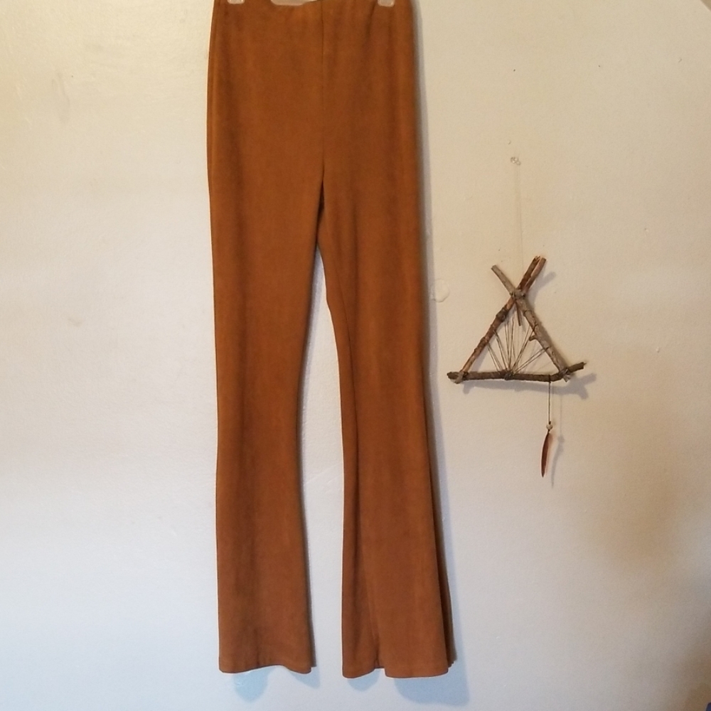 High waist faux suede pants